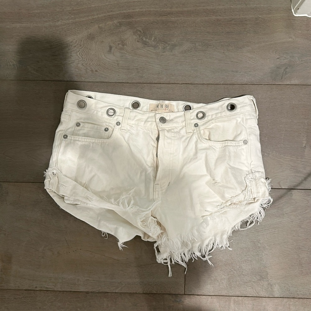 Free People White Denim Shorts